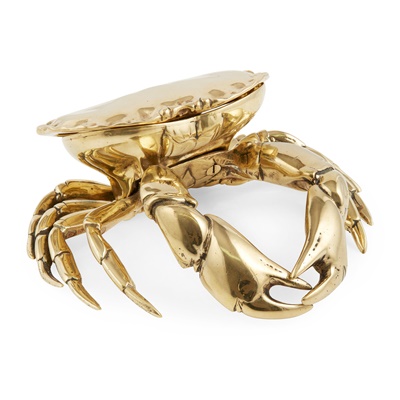 Lot 413 - NOVELTY BRASS CRAB INKWELL
