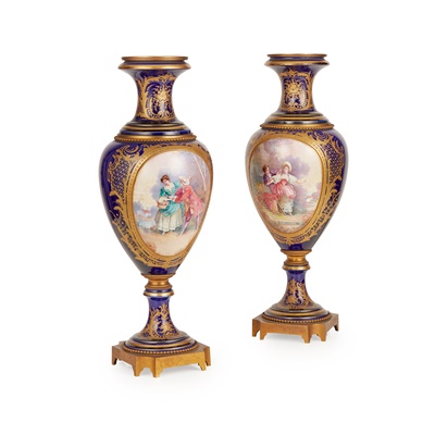 Lot 481 - PAIR OF FRENCH SÈVRES STYLE PORCELAIN VASES