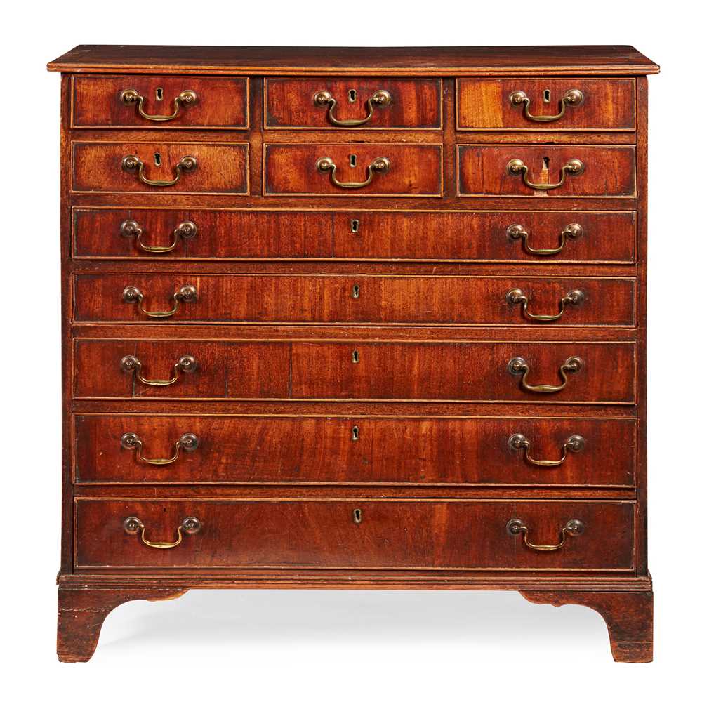 Lot 86 - UNUSUAL GEORGE III MAHOGANY MAP OR PLAN CHEST OF DRAWERS