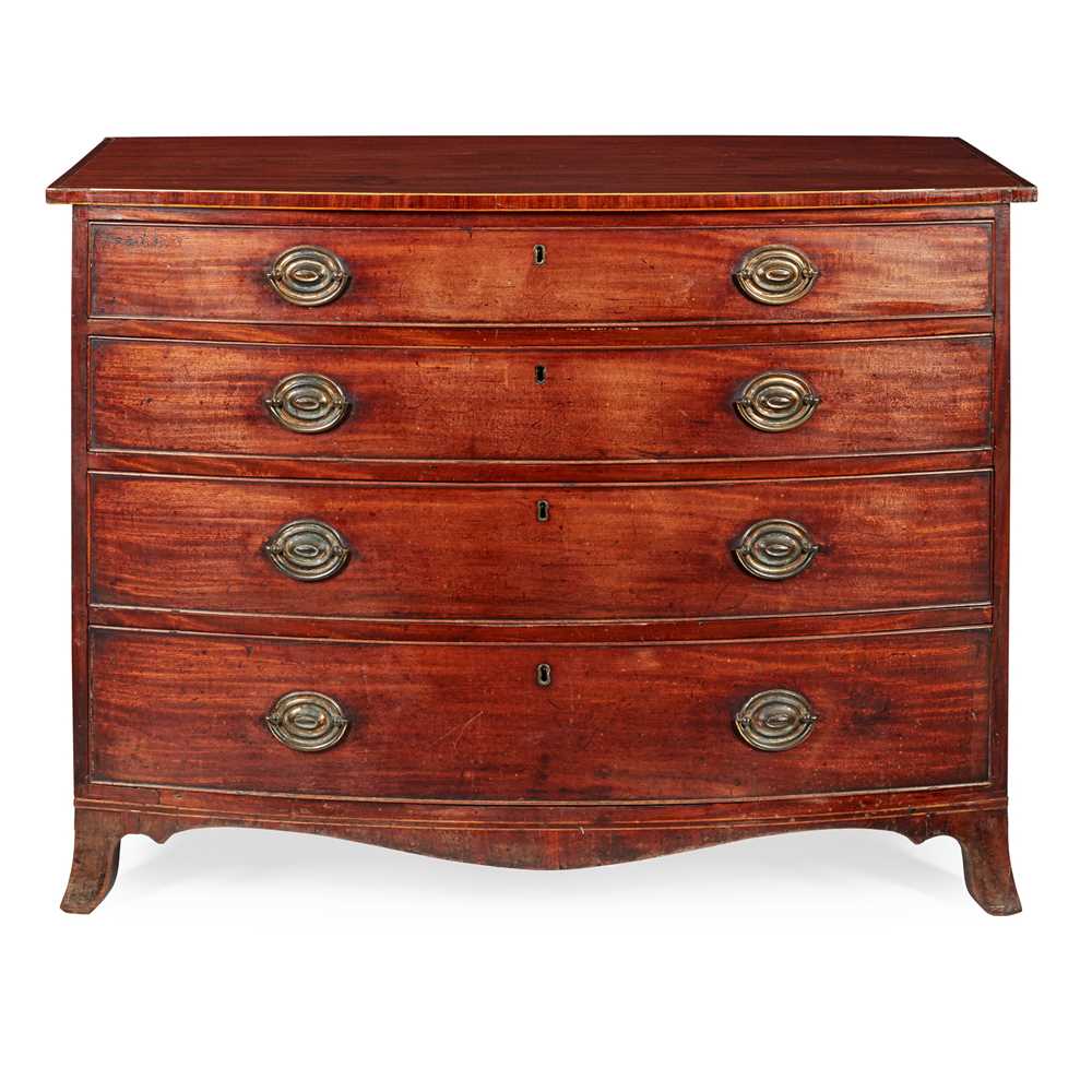 Lot 198 - LATE GEORGE III MAHOGANY BOWFRONT CHEST OF DRAWERS