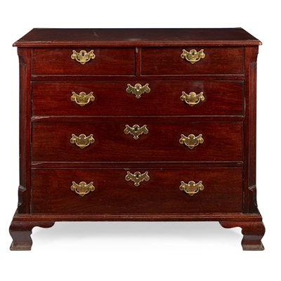 Lot 142 - EARLY GEORGE III MAHOGANY CHEST OF DRAWERS