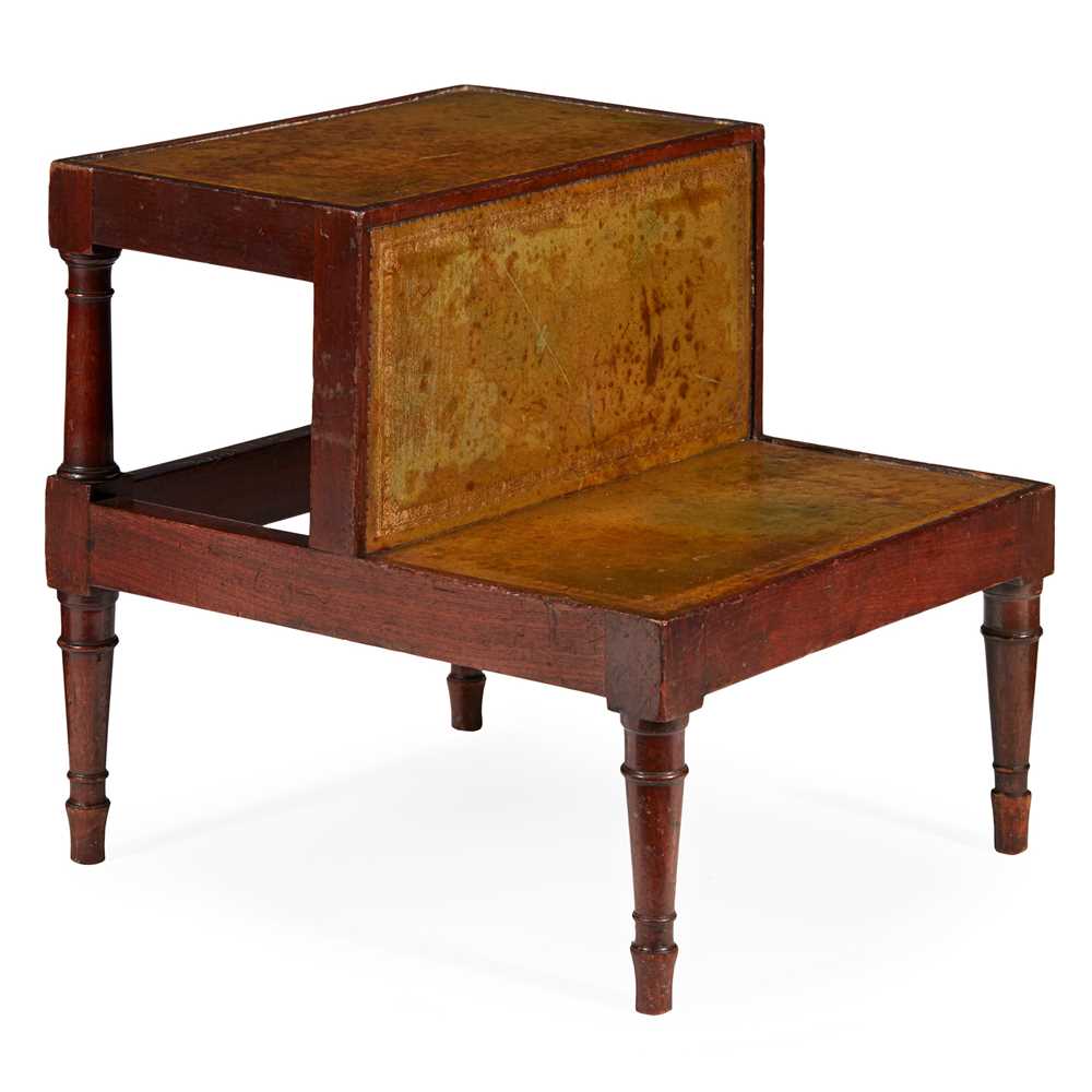 Lot 73 - GEORGE III MAHOGANY AND LEATHER BED STEPS