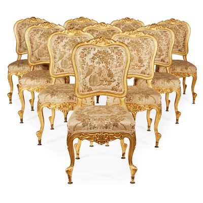 Lot 570 - SET OF TWELVE FRENCH GILTWOOD SALON CHAIRS