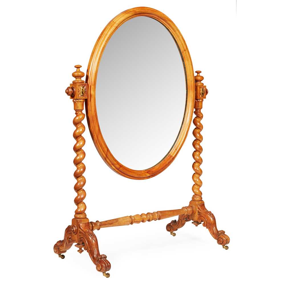 Lot 351 - EARLY VICTORIAN WALNUT CHEVAL MIRROR