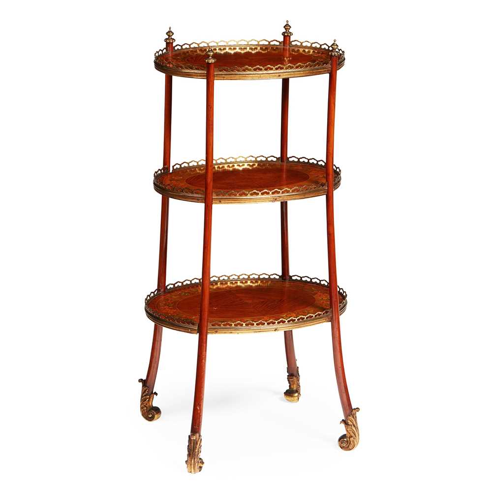 Lot 348 - VICTORIAN FLORAL MARQUETRY AND KINGWOOD ETAGERE,  BY EDWARD & ROBERTS