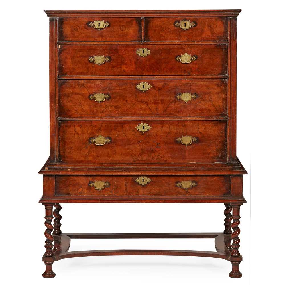 Lot 17 - QUEEN ANNE WALNUT CHEST-ON-STAND