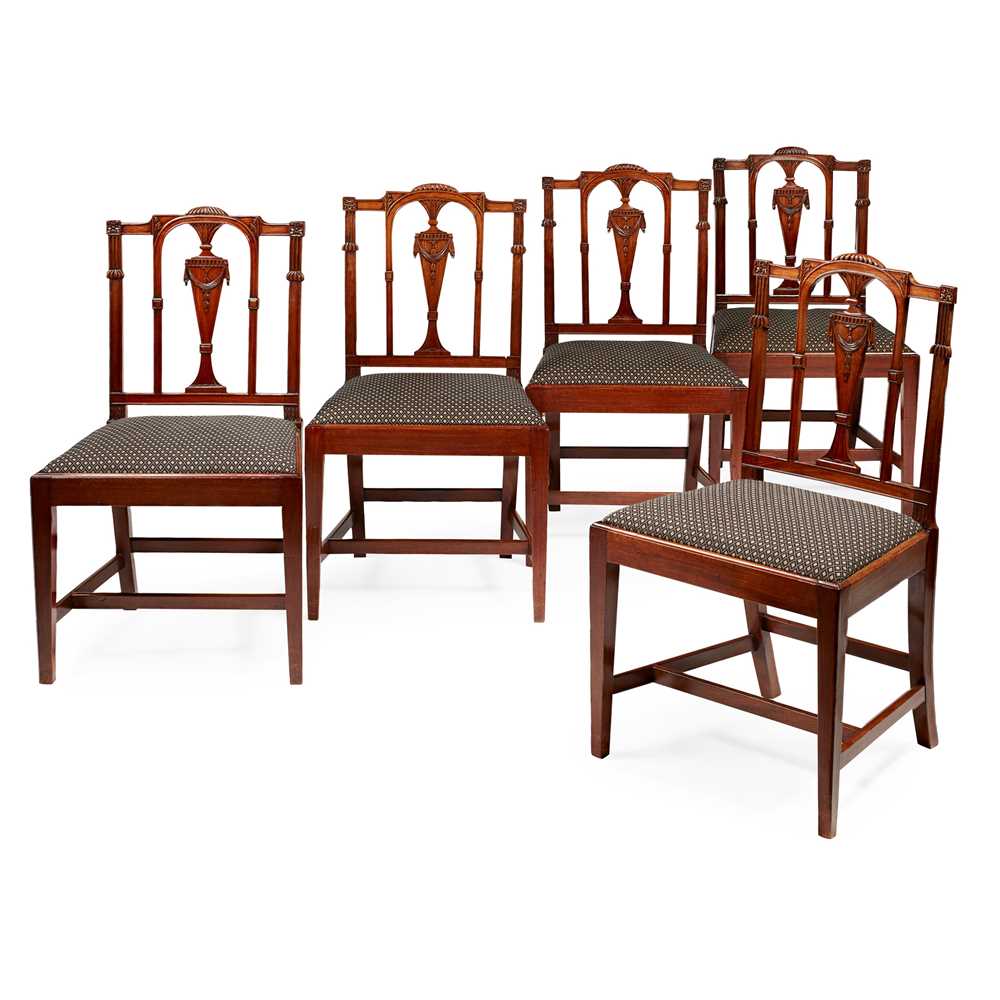 Lot 193 - SET OF FIVE GEORGE III MAHOGANY DINING CHAIRS