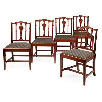 Lot 193 - SET OF FIVE GEORGE III MAHOGANY DINING CHAIRS