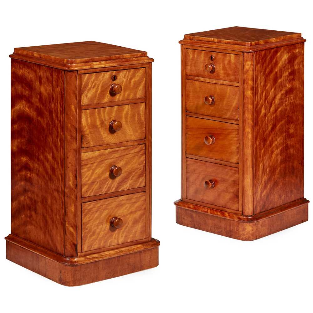 Lot 354 - PAIR OF VICTORIAN SATIN BIRCH BEDSIDE CHESTS