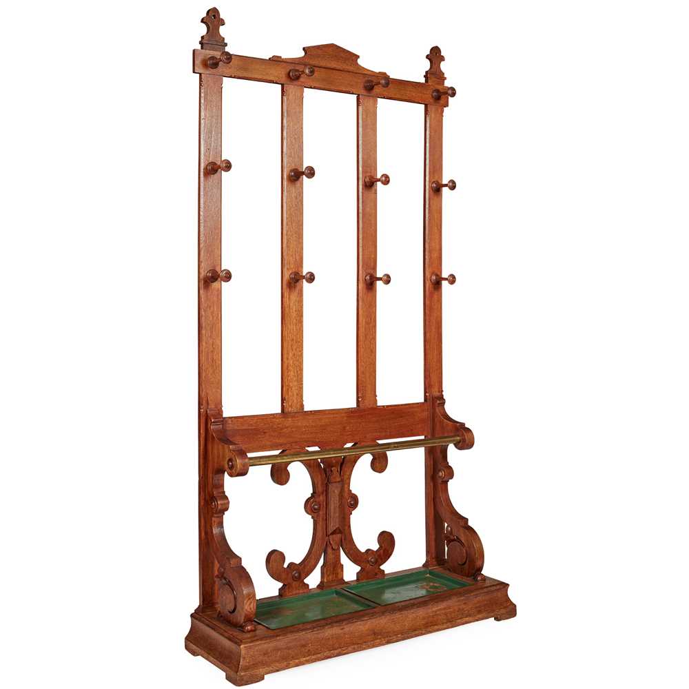 Lot 397 - VICTORIAN OAK AND BRASS HALL STAND