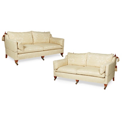 Lot 34 - PAIR OF LARGE THREE SEATER KNOLE SOFAS