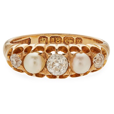 Lot 45 - A pearl and diamond set ring