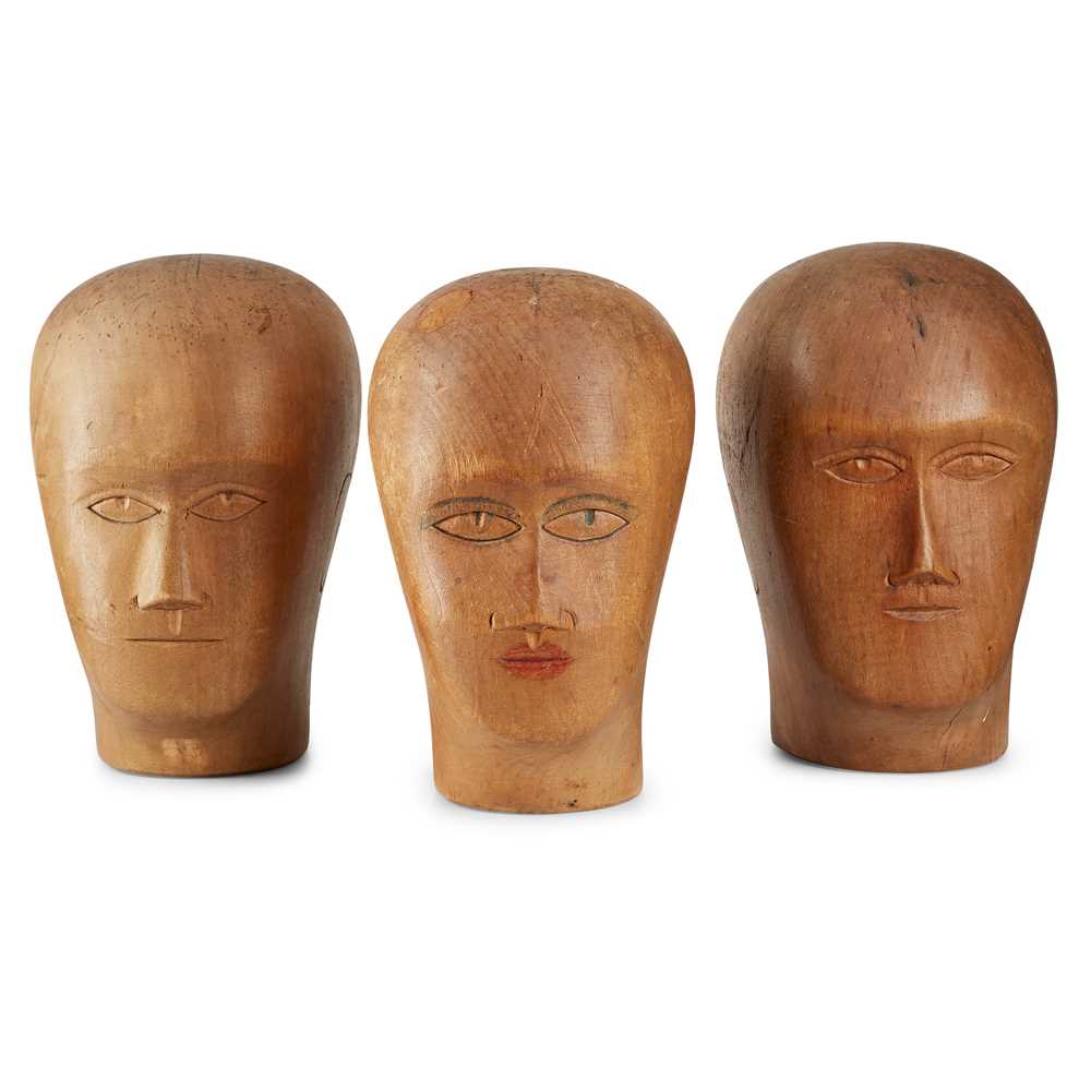 Lot 224 - THREE FRENCH SYCAMORE WIGMAKERS MANNEQUIN HEADS