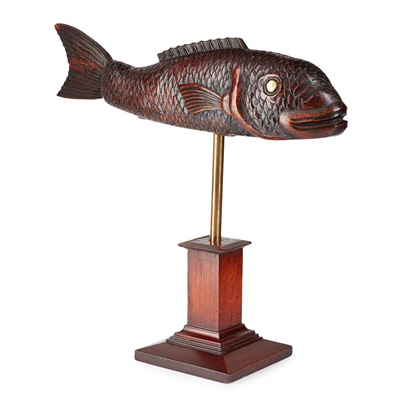 Lot 184 - CARVED AND MOUNTED HARDWOOD FISH MODEL