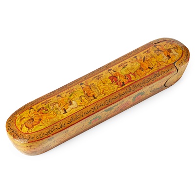 Lot 236 - QAJAR GILT AND LACQUERED PEN BOX