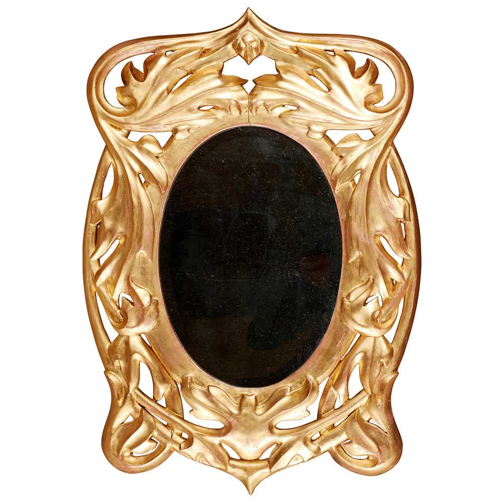Lot 226 - ART NOUVEAU CARVED GILTWOOD OVAL MIRROR
