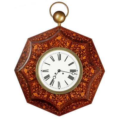 Lot 162 - VICTORIAN MARQUETRY WALL CLOCK