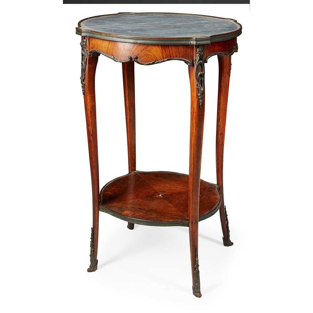 Lot 106 - FRENCH KINGWOOD AND MARBLE BOUILLOTTE TABLE