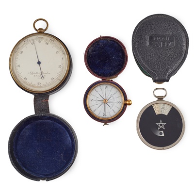 Lot 100 - Negetti and Zambra, London - A cased pocket barometer and a compass