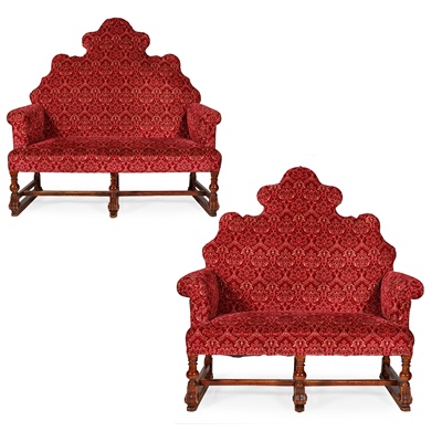 Lot 8 - PAIR OF WILLIAM AND MARY STYLE SOFAS