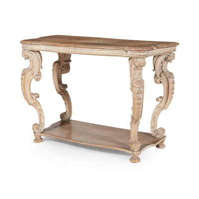 Lot 18 - ITALIAN LIMED OAK AND PINE SERPENTINE CONSOLE TABLE