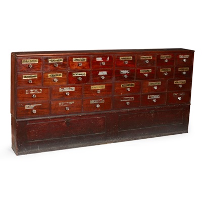 Lot 84 - LARGE PINE AND MAHOGANY APOTHECARY'S CABINET