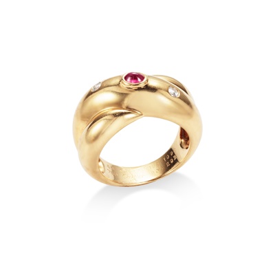Lot 69 - A ruby and diamond-set ring, by Cartier