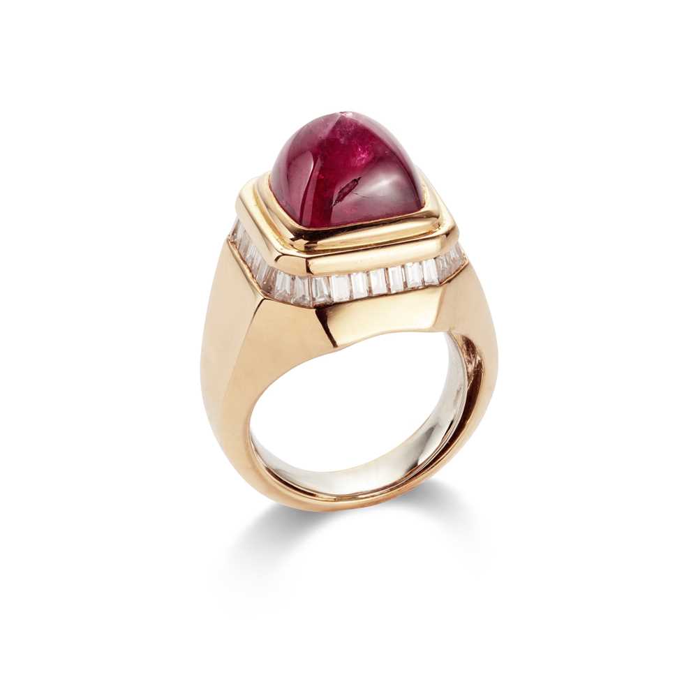 Lot 66 - A ruby and diamond ring, by Adler