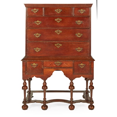 Lot 42 - QUEEN ANNE OAK CHEST-ON-STAND