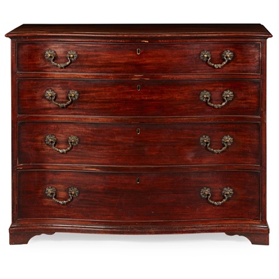 Lot 108 - GEORGE III MAHOGANY SERPENTINE CHEST OF DRAWERS