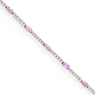 Lot 14 - A pink sapphire and diamond set bracelet