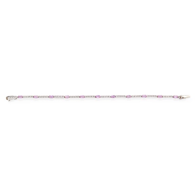 Lot 14 - A pink sapphire and diamond set bracelet