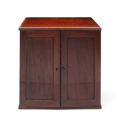 Lot 120 - A late 19th-century mahogany coin collector’s cabinet and coins