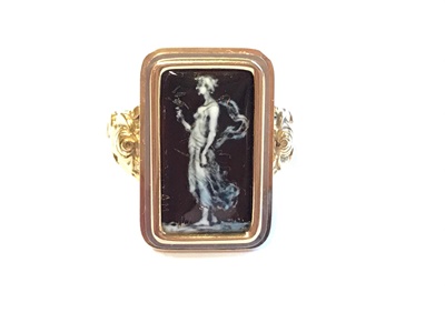Lot 2 - A enamelled plaque ring