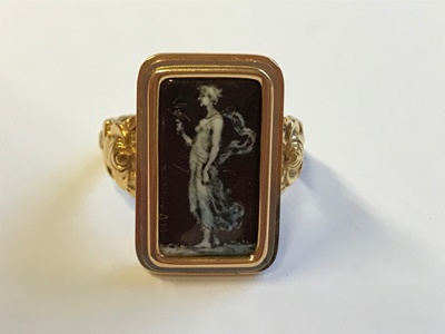 Lot 2 - A enamelled plaque ring
