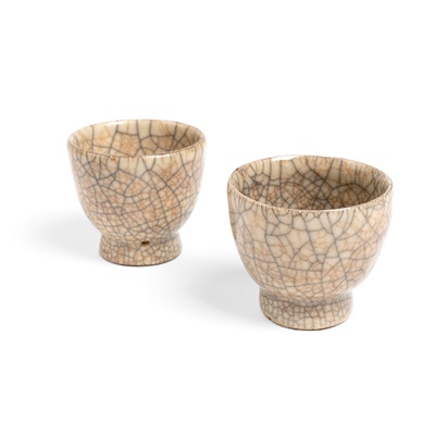 Lot 204 - TWO GE-TYPE CRACKLE-GLAZED CUPS