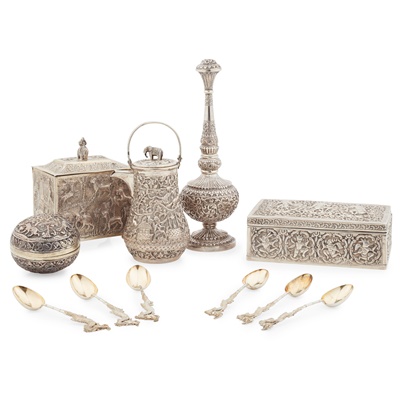 Lot 281 - A collection of Indian and Chinese silverware