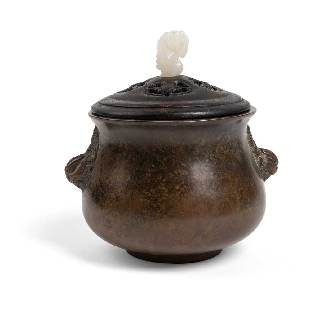 Lot 1 - BRONZE CENSER WITH WOODEN COVER