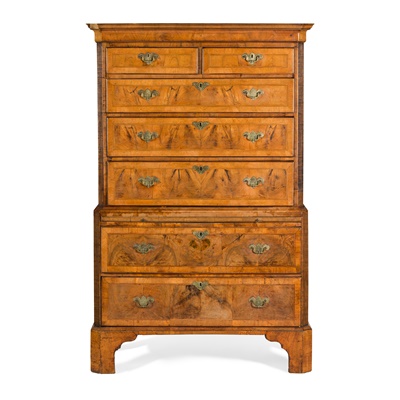 Lot 76 - GEORGE II WALNUT CHEST-ON-CHEST
