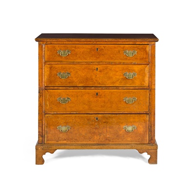 Lot 77 - GEORGE I WALNUT, INLAY, AND OAK CHEST OF DRAWERS