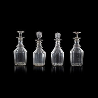 Lot 20 - TWO PAIRS OF GLASS DECANTERS