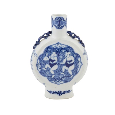 Lot 241 - BLUE AND WHITE MOON FLASK