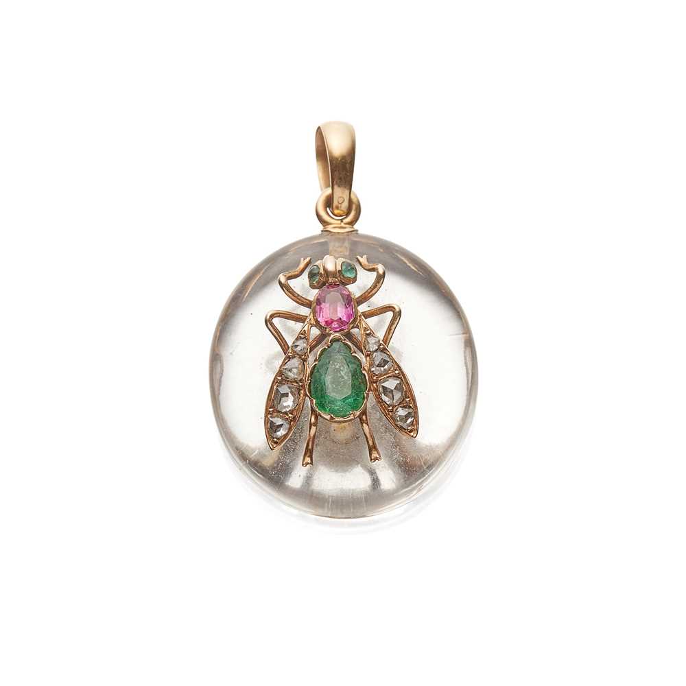 Lot 68 - A late Victorian multi-gem set novelty pendant