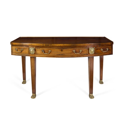 Lot 128 - LATE GEORGE III MAHOGANY AND ROSEWOOD SERVING TABLE