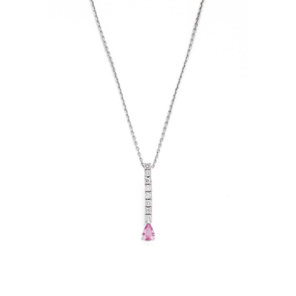 Lot 34 - A pink sapphire and diamond pendant