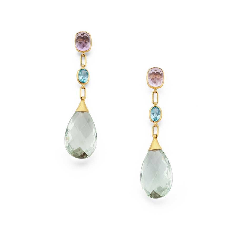 Lot 117 - A pair of gem-set earrings