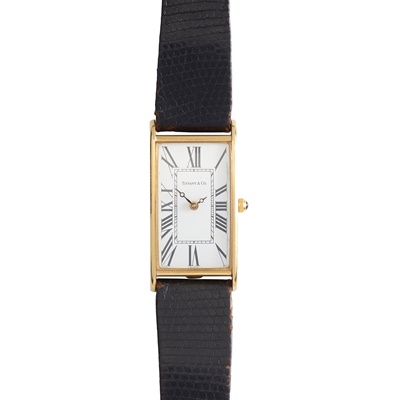 Lot 185 - Tiffany: A gentleman's gold cased wrist watch