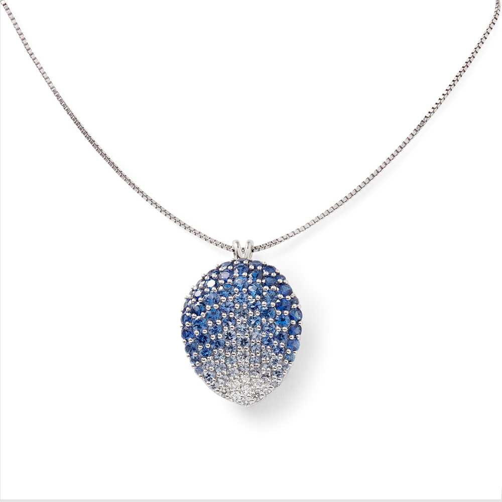 Lot 84 - A sapphire and diamond set pendant