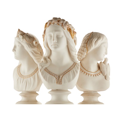 Lot 403 - THREE COPELAND PARIANWARE PARCEL GILT BUSTS