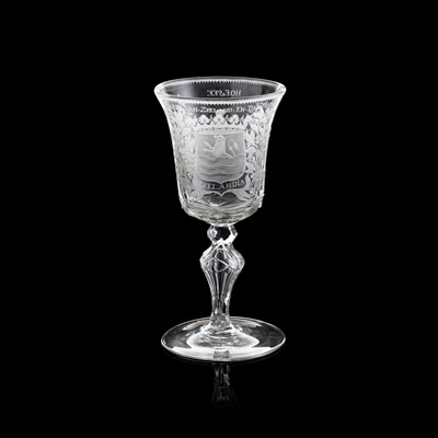 Lot 38 - LARGE DUTCH GLASS GOBLET ENGRAVED WITH THE ZEELAND COAT OF ARMS